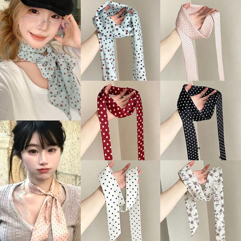 Polka Dot Floral Print Silk Sc - Ascot Neck Scarf recension och pris