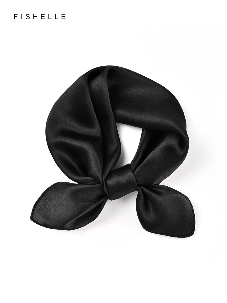 Solid color black pure silk sc - Scarf Silk Square recension och pris