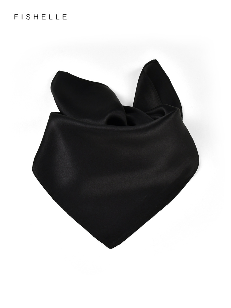 Solid color black pure silk sc - Scarf Silk Square recension och pris