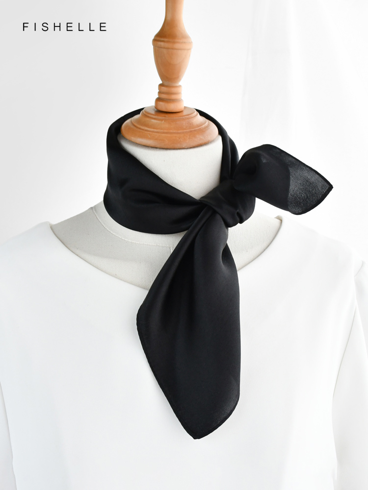 Solid color black pure silk sc - Scarf Silk Square recension och pris