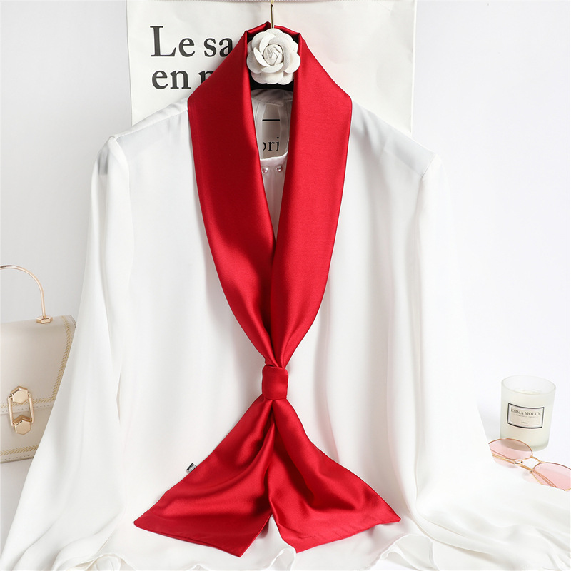 Red Solid Color Long Silk Scar - Ascot Neck Scarf recension och pris